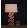 Lampe à poser bois fotté torsade abat-jour en coton H.58cm