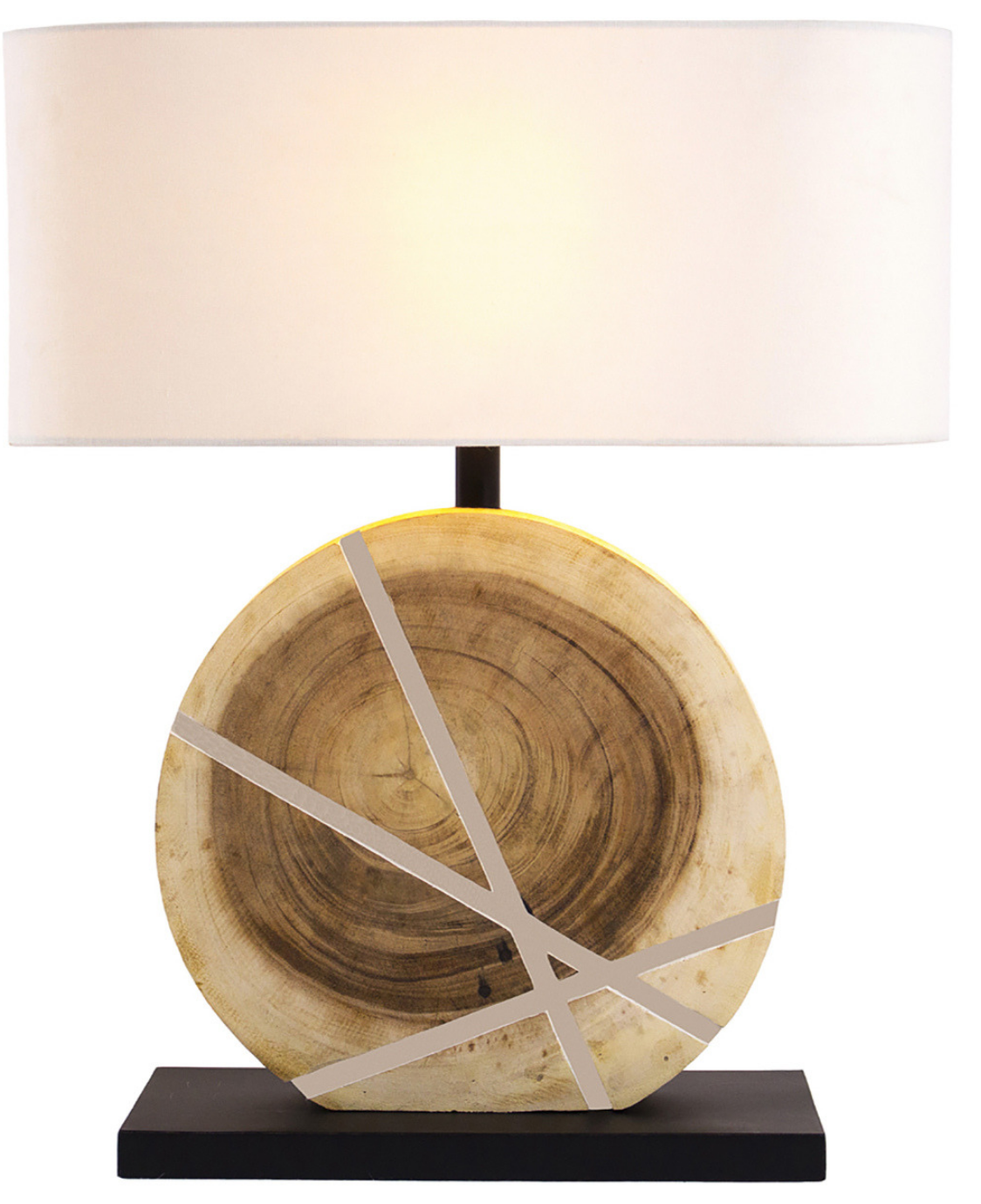 Padre calendario Célula somatica Lampe à poser bois naturel H.63cm abat-jour en lin Milolii