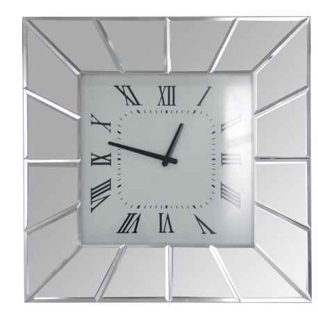 Horloge murale carré miroir 40 x 40 cm