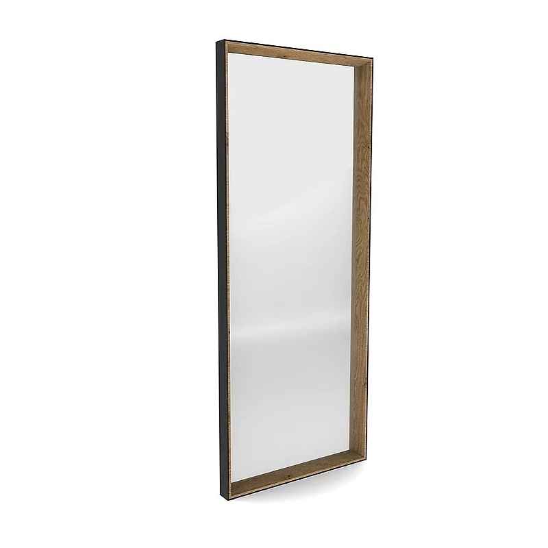 Miroir rectangle chêne clair et cadre en métal noir Matri