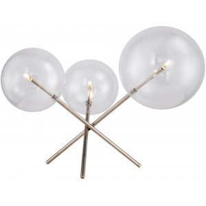 Lampe de table design 3 globes en verres, métal chromé