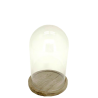 Cloche en verre, socle bambou H.19 cm