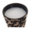 Bougie parfumée en verre tissu léopard noir et marron