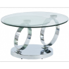 Table basse Julia double plateaux rotatifs en verre trempé et métal chromé