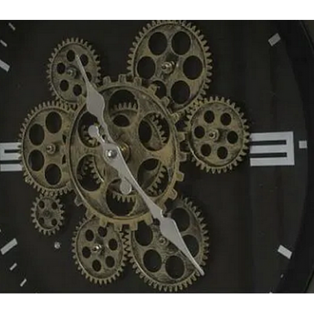 Horloge murale noire mécanisme doré
