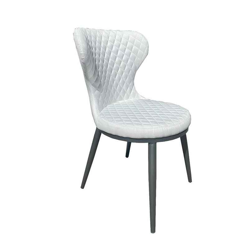 Chaise en tissu blanc pieds métal gris