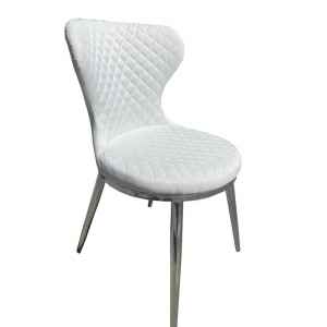 La chaise en tissu blanc pieds métal chromé