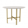 Table à manger ronde en bois blanc et pieds dorés D.120 x H.79 cm