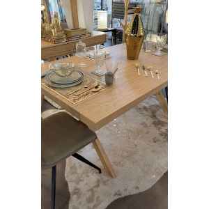 Table salle à manger chêne clair 160 cm extensible (une rallonge de 90 cm)