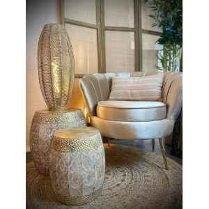 Fauteuil coquillage velours champagne L.82xl.73xH.76 cm